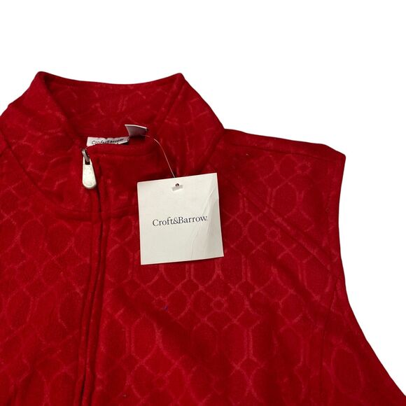 Croft Barrow Womens Fleece Vest Zip Mock Neck Size XL  Red -Retail: $36 - Picture 5 of 11